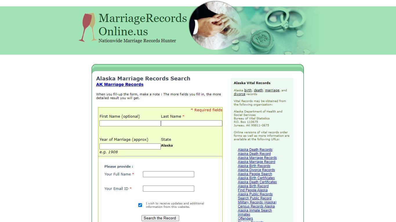 Alaska Marriage Records Search