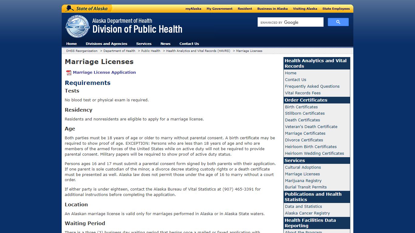 Marriage Licenses - Alaska